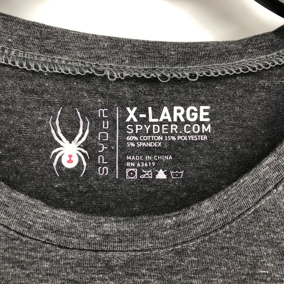 Spyder Mens Tshirt XL Gray Stretch Round Neck Short Sleeve Pullover Tee - Picture 5 of 5